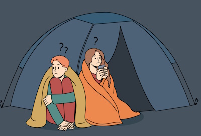 Refugees with Tent